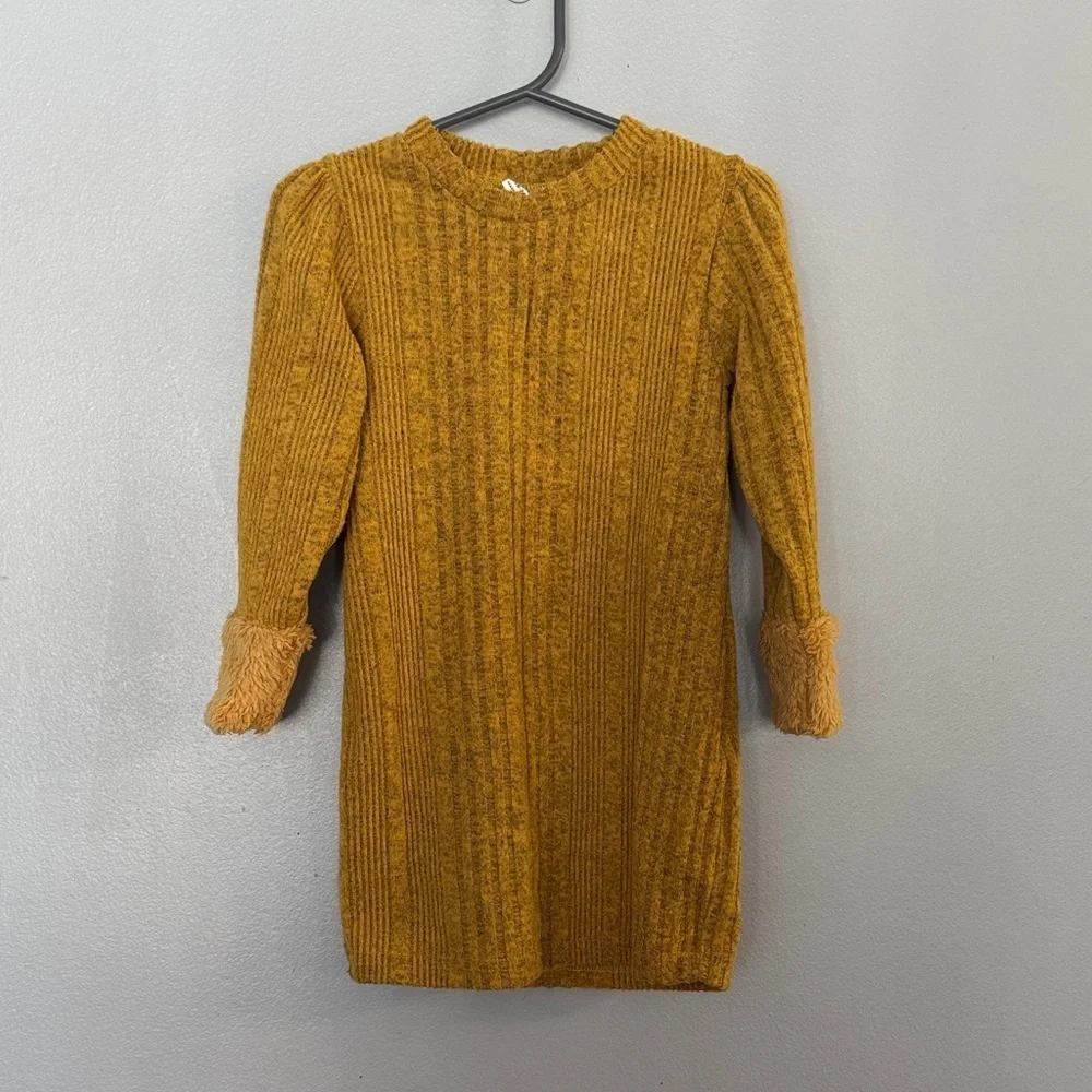 Cozy Mustard Knit Dress with Hat
